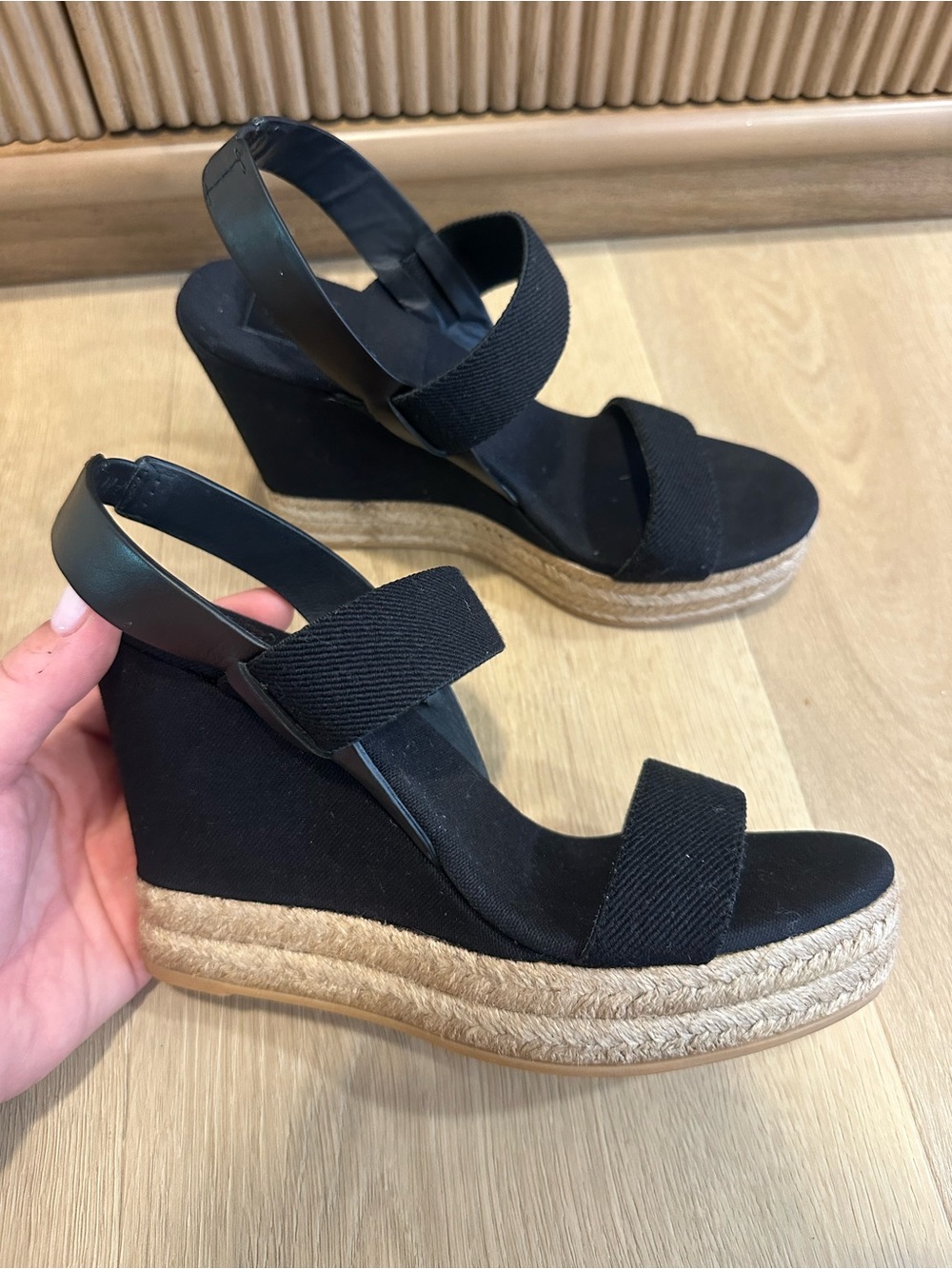 Tory Burch Black Canvas
Espadrille Wedge Sandals 8 - Picture 5 of 7